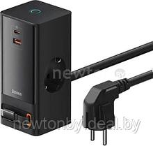 Сетевое зарядное Baseus PowerCombo Digital PowerStrip 2AC+1U+1C+Retractable-C 65W PSLR000301