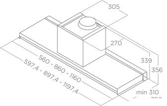 Кухонная вытяжка Elica Lever IX/A/56 PRF0160153, фото 3