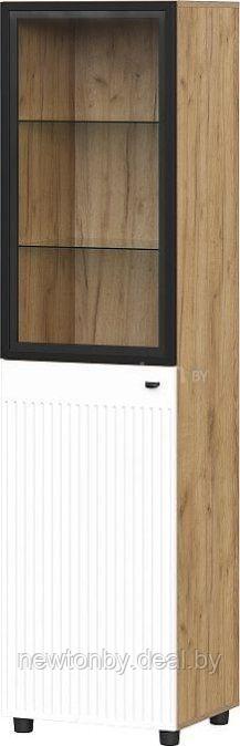 Шкаф-витрина SV-Мебель Милан 00-00107344 (дуб золотой/черный/белый матовый)