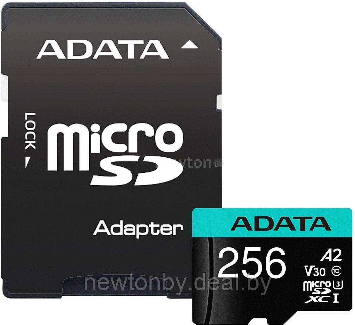 Карта памяти ADATA Premier Pro AUSDX256GUI3V30SA2-RA1 microSDXC 256GB (с адаптером) - фото 1 - id-p218546058