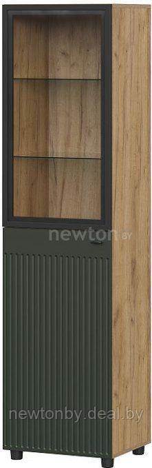 Шкаф-витрина SV-Мебель Милан 00-00107345 (дуб золотой/черный/олива софт)