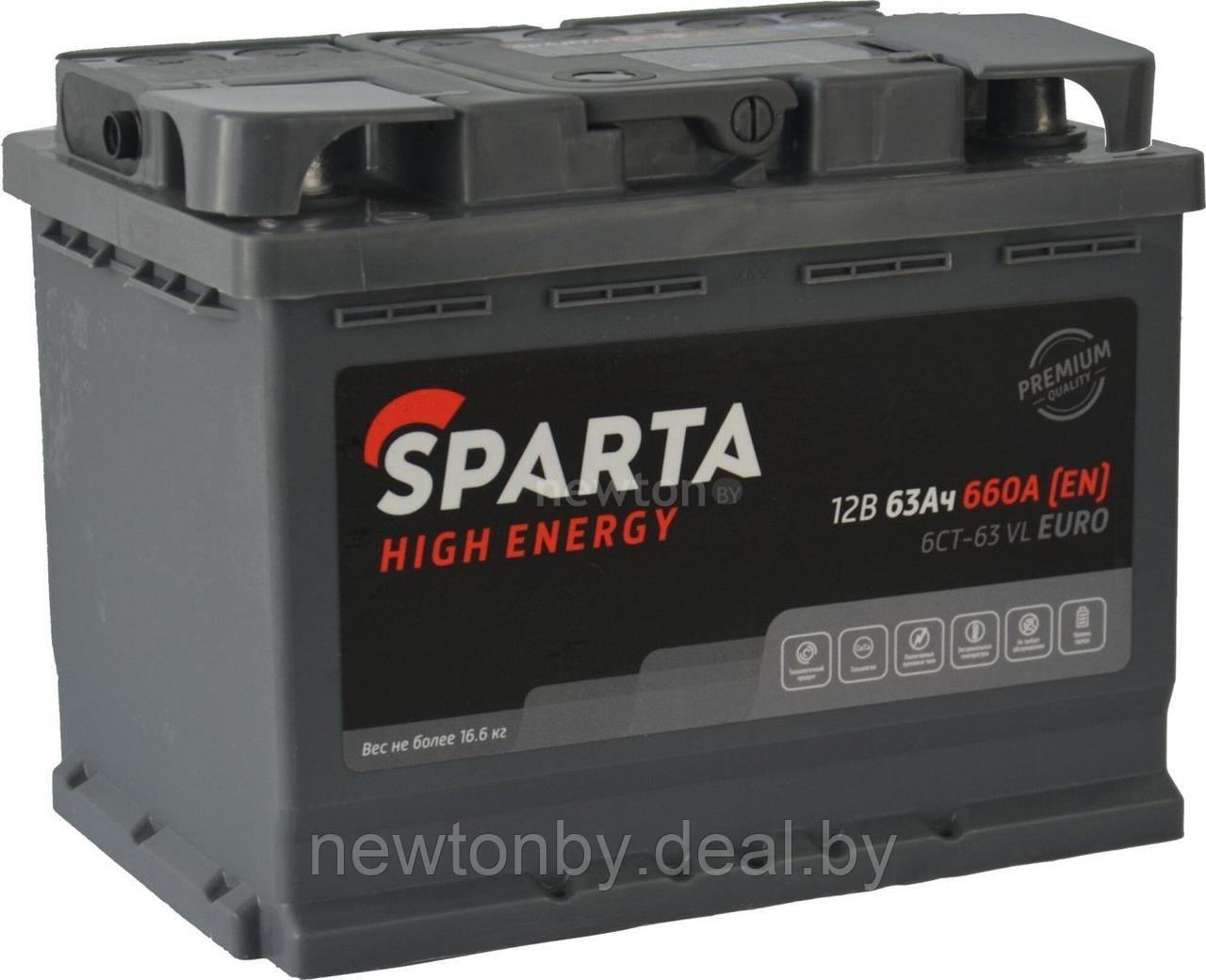 Автомобильный аккумулятор Sparta High Energy 6CT-63 VL Euro (63 А·ч) - фото 1 - id-p218546144