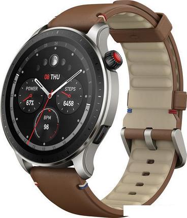 Умные часы Amazfit GTR 4 (серебристый, с коричневым кожаным ремешком), фото 2