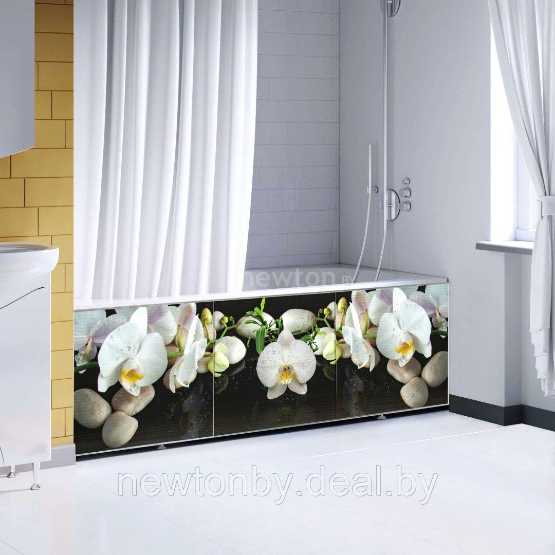 Фронтальный экран под ванну Comfort Alumin Орхидея на черном 3D 1.5 - фото 1 - id-p218549857