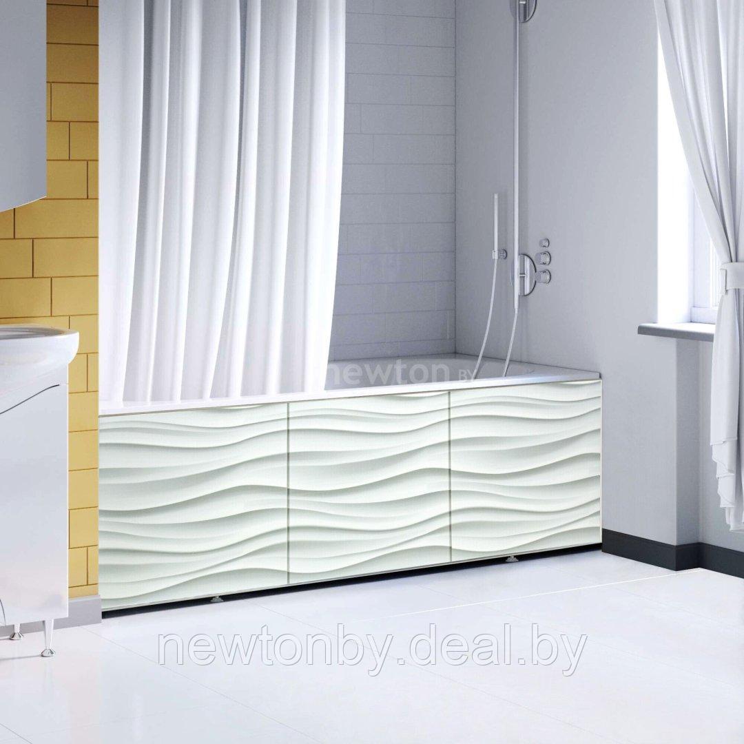 Фронтальный экран под ванну Comfort Alumin Волна белая 3D 1.5 - фото 1 - id-p218549861