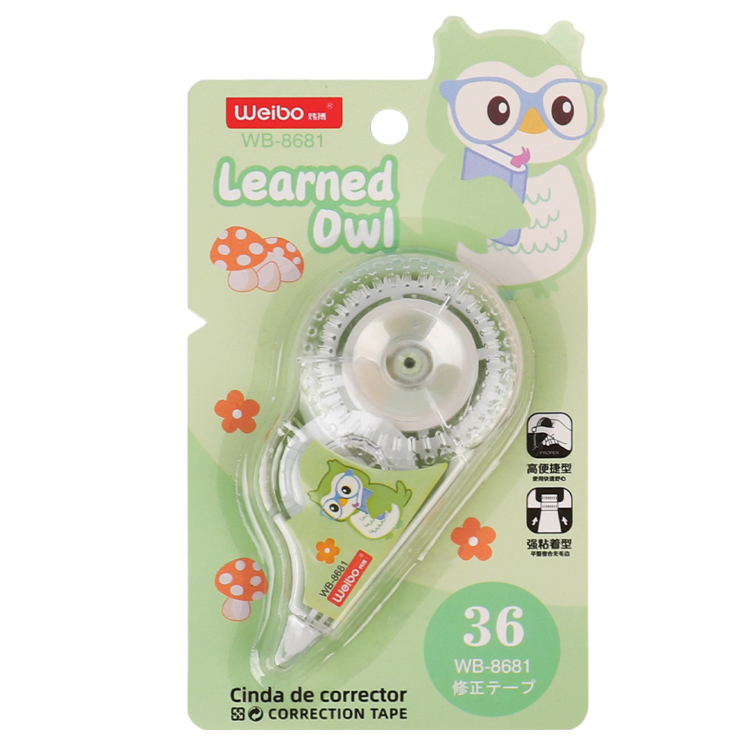 Корректирующая лента в роллере Weibo «LEARNED OWL» 5мм x 8м (Цена с НДС) - фото 3 - id-p218560508