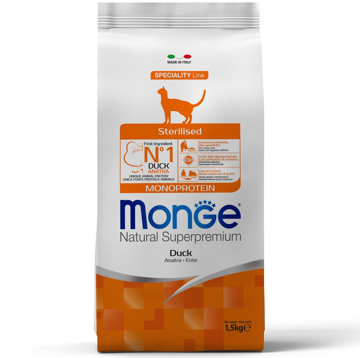 Monge Monoprotein Sterilized cat (утка), 1,5 кг - фото 2 - id-p218578077