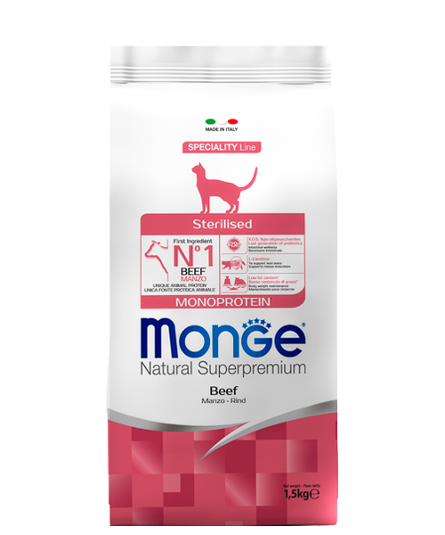 Monge Monoprotein Sterilized cat Manzo (говядина), 1,5 кг - фото 1 - id-p218578078