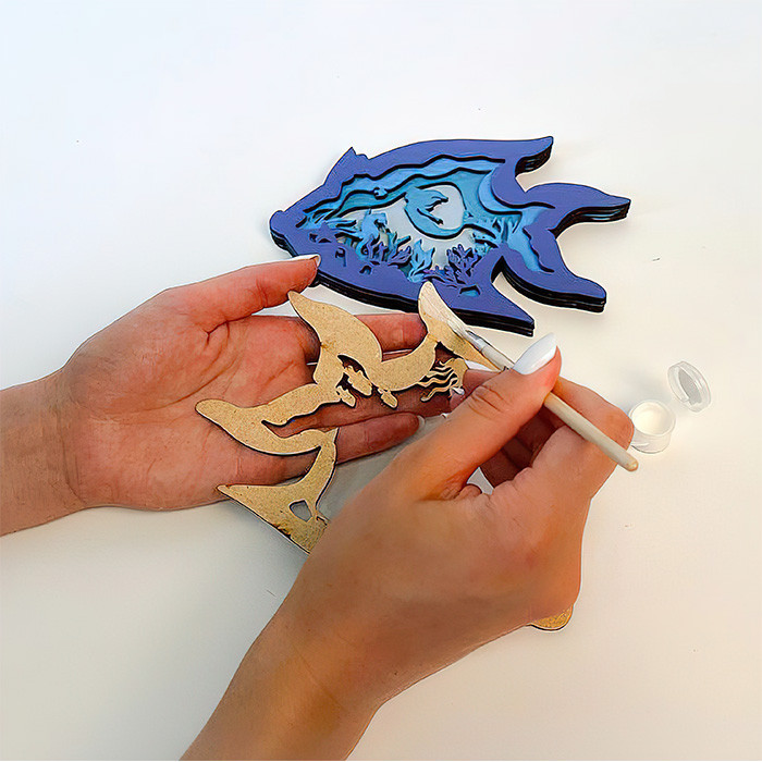 Набор для творчества Woodary Деревянная 3D раскраска. Рыбка - фото 7 - id-p218578228