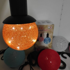 Лампа - светильник (ночник) Хлопковый шар подвесная декоративная YT-M-431, диаметр шара 10 см Оранжевый - фото 1 - id-p137332687