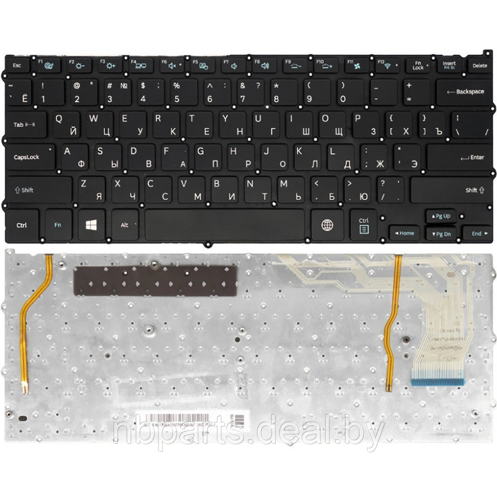 Клавиатура для ноутбука Samsung NP940X3G, NP940X3F, чёрная, с подсветкой, RU - фото 1 - id-p111771090