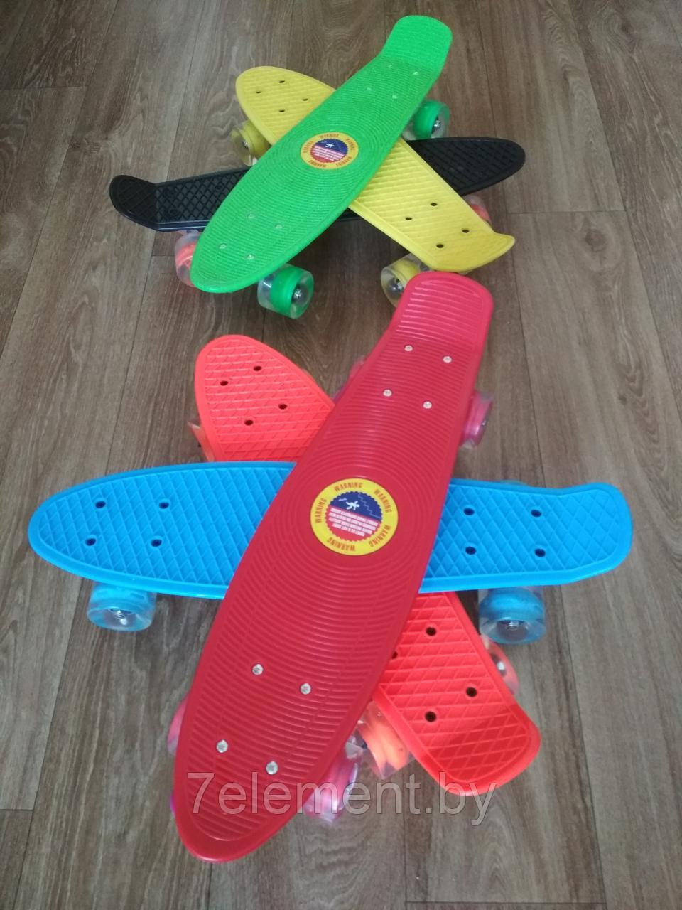 Пенни борд Penny board / скейт со светящимися ПУ колесами, скейтборд светящийся для мальчиков и девочек - фото 2 - id-p218601438