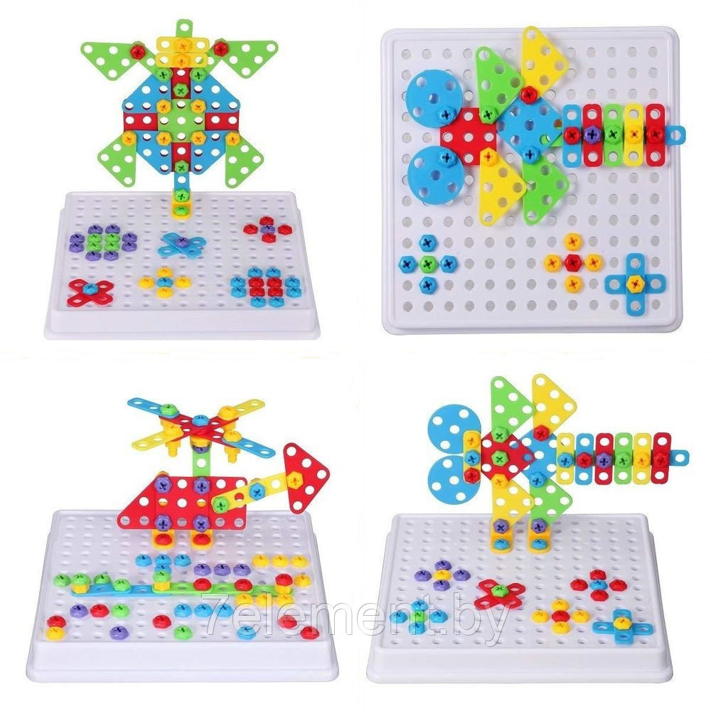 Детская 3D мозаика-конструктор с шуруповертом YM005 конструктор для детей и малышей - фото 3 - id-p218602470