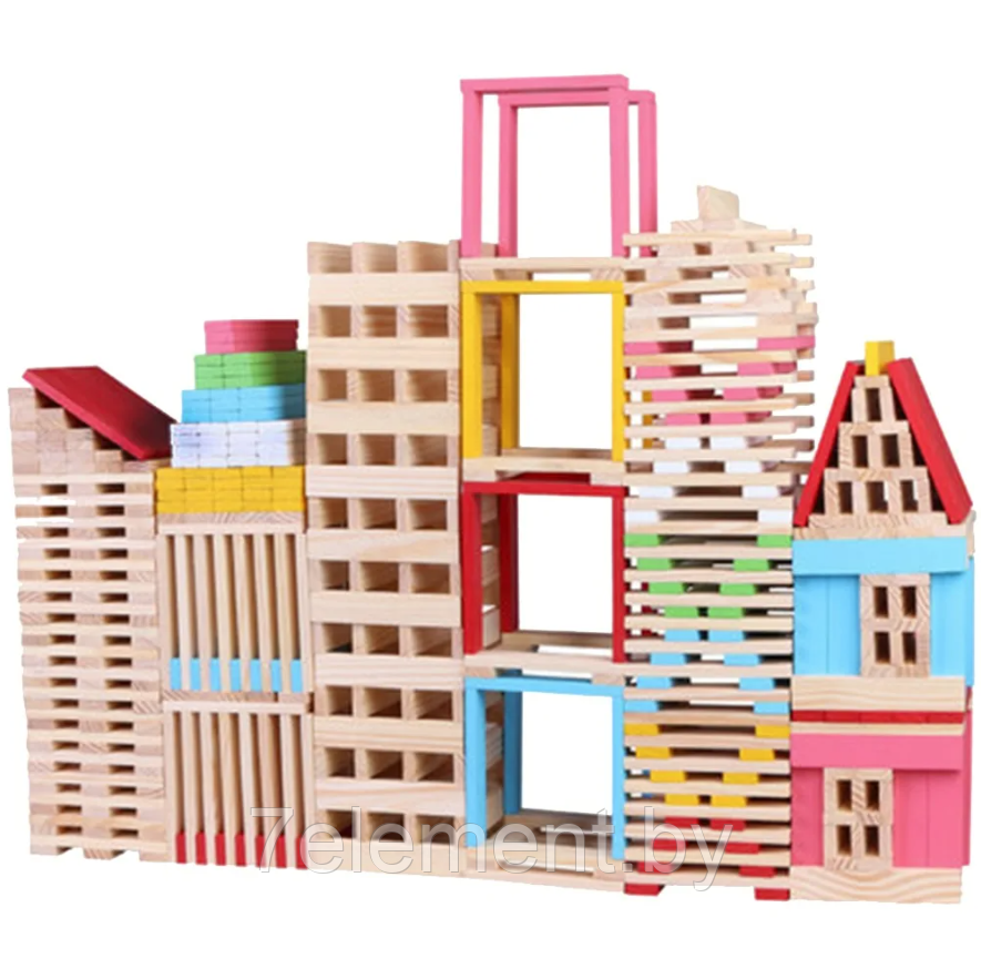 Детский конструктор кубики 642, игровые деревянные развивающие игрушки для детей, малышей 150 элементов - фото 1 - id-p218603460