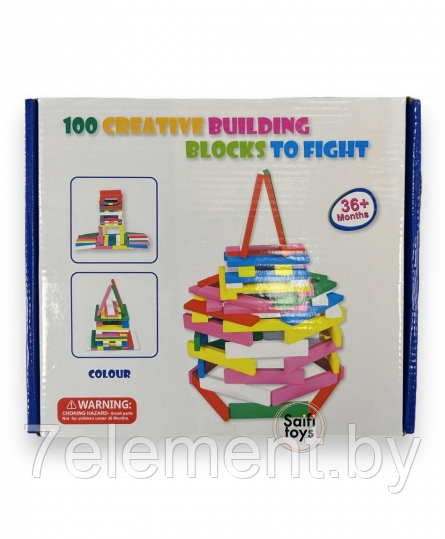 Детский конструктор кубики 643, игровые деревянные развивающие игрушки для детей, малышей 100 элементов - фото 1 - id-p218603461