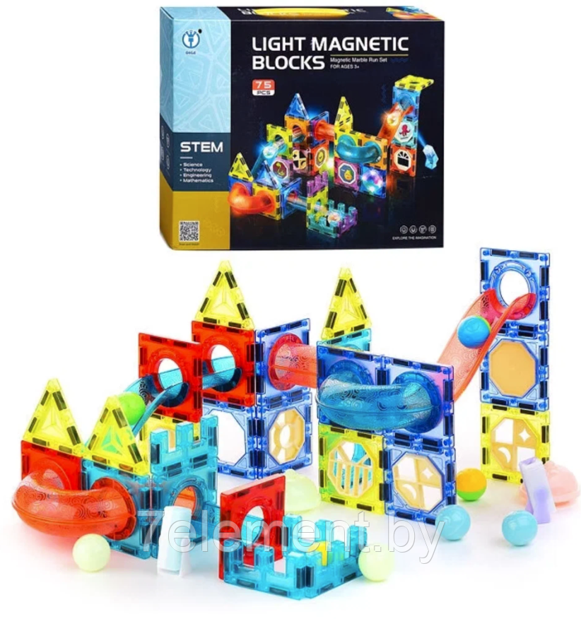Детский магнитный конструктор Light Magnetic 2301, 75 деталей , игра головоломка для детей, настольная игра - фото 1 - id-p218603470