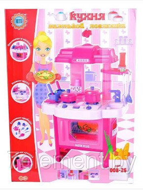 Детский игровой набор Кухня 008-26 с водой, светом, звуком, 15 предметов, игрушка для девочек - фото 2 - id-p218602482