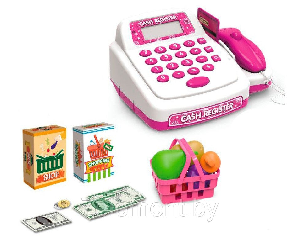 Детский игровой набор касса 8319A для девочек, кассовый аппарат, сканер, свет, звук - фото 2 - id-p218602490