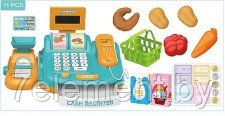 Детский игровой набор касса 8353A для девочек, кассовый аппарат, чек, сканер, весы - фото 2 - id-p218602494