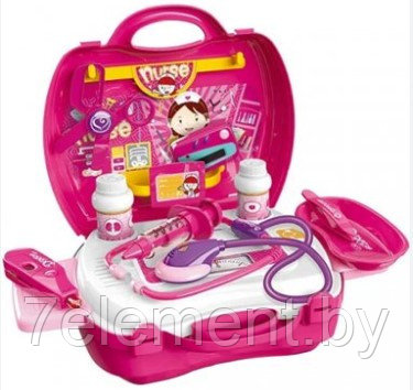Детский игровой набор доктор в чемоданчике 8359AB для девочки, свет, звук, 22 предмета - фото 1 - id-p218602495