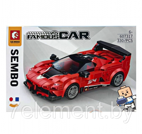 Детский конструктор Sembo Block Ferrari 607317, гоночная машинка феррари, аналог Lego лего Technik техник - фото 4 - id-p218603504