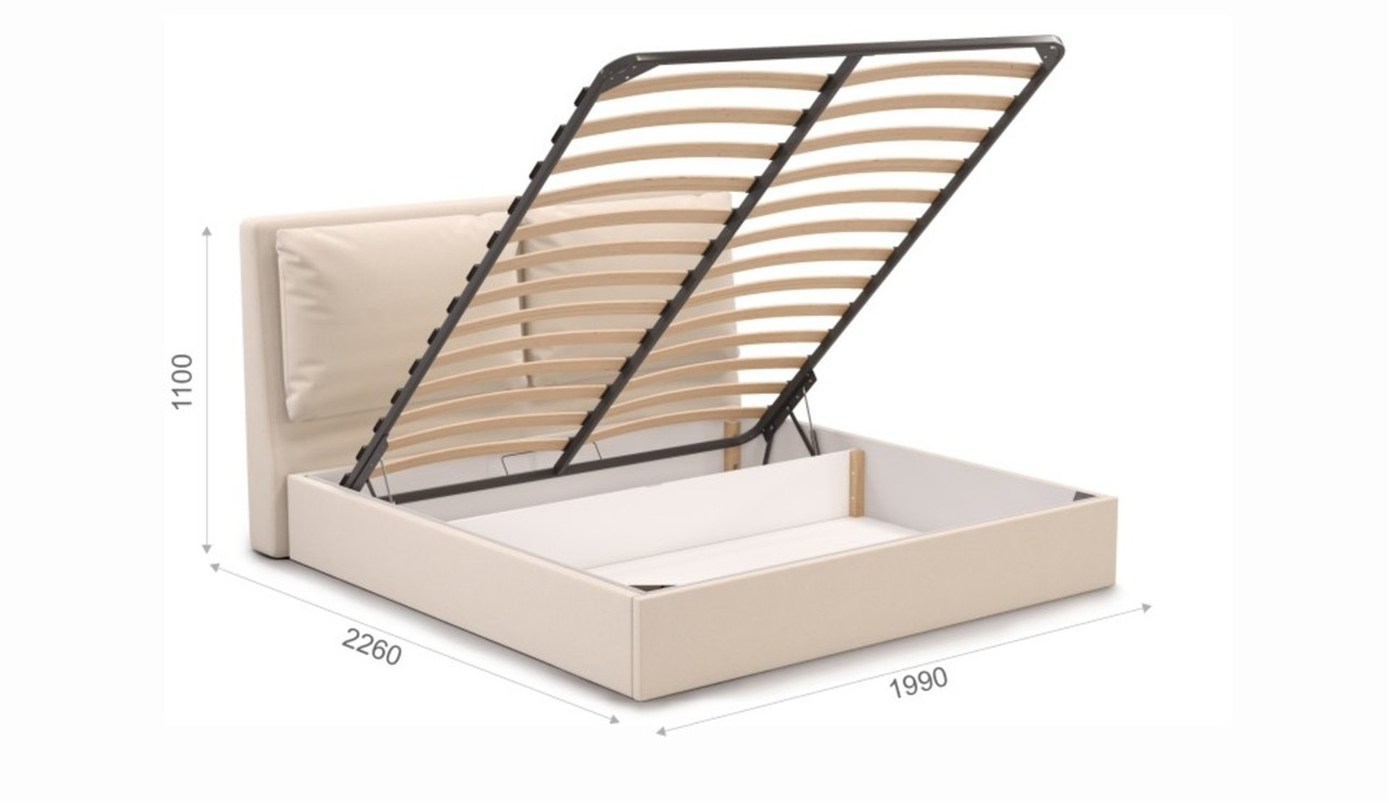 Мягкая кровать Эмилия 180*200 (подъемник) Antonio/sand - фото 2 - id-p218603763