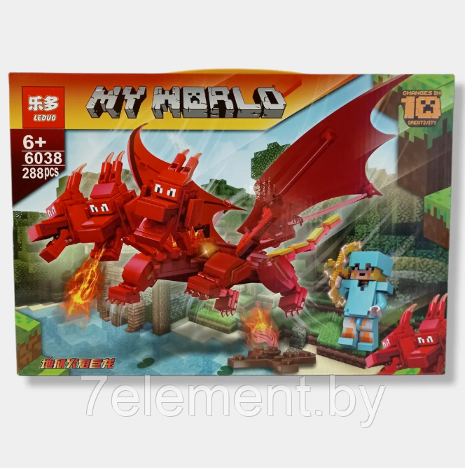 Детский конструктор Нападение красного дракона Minecraft Майнкрафт 6038 серия my world аналог лего lego - фото 3 - id-p218603519