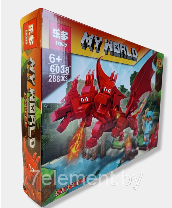 Детский конструктор Нападение красного дракона Minecraft Майнкрафт 6038 серия my world аналог лего lego - фото 2 - id-p218603519