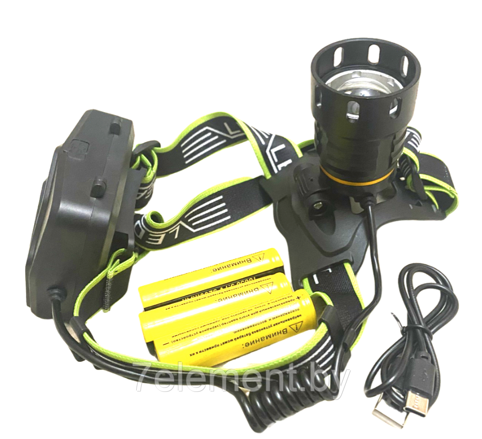 Фонарь налобный HT-220-TG (АКБ+USB) до 2 км, фонарик светодиодный на голову лоб, мощный - фото 3 - id-p218603544