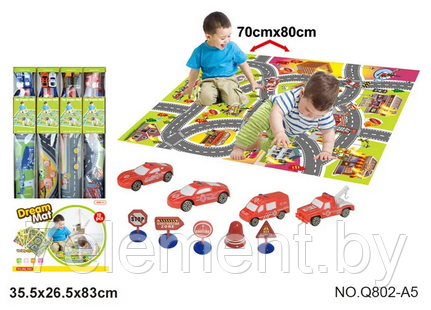 Детский коврик игровой развивающий напольный для малышей, 70*80 см, в комплекте игрушки машинки для детей - фото 1 - id-p218602539