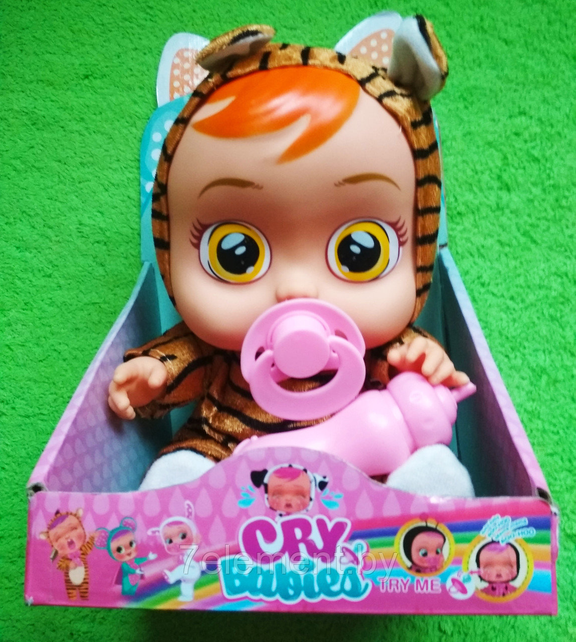 Большая детская Кукла-пупс Baby Cry интерактивная говорящая, Baby Пупс Тигренок плачущая с соской, бутылочкой - фото 1 - id-p218601578