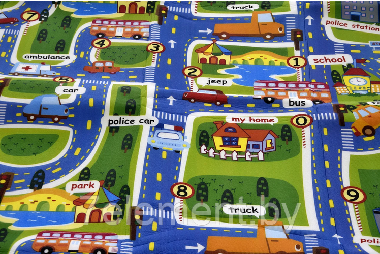 Детский коврик Дорога город 155см*170см игровой развивающий напольный для малышей детей, дорожные знаки - фото 1 - id-p218602553