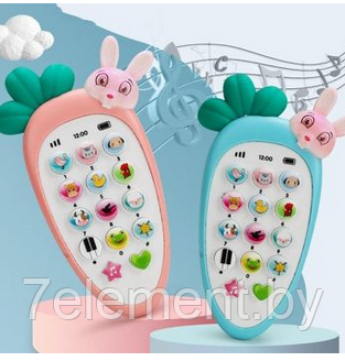 Детский музыкальный телефон Крошка-Моркошка интерактивный, звук, телефончик игрушечный для малышей - фото 1 - id-p218602569