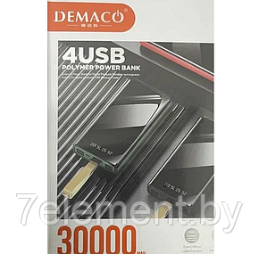 Внешний аккумулятор Power bank Demaco A86 30000 mah, черный пауэрбанк для зарядки телефона часов наушников, фото 2