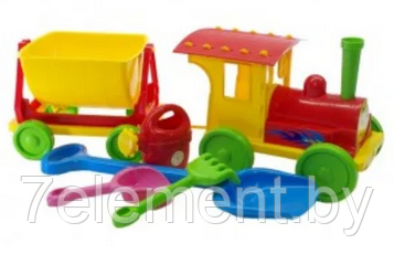 Паровозик игрушка для песочницы игрушечный, поезд набор игрушек Doloni-Toys 013222/3 для детей малышей - фото 1 - id-p218602584