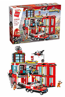 Детский конструктор Пожарная депо служба охрана станция 12014, серия сити cities пожарные аналог лего lego