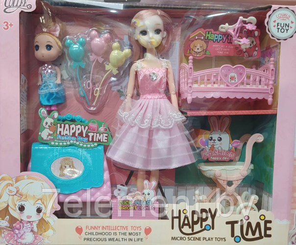 Детская кукла пупс с аксессуарами Happy Time 2027-15, интерактивный детский игровой набор кукол для девочек - фото 1 - id-p218603593