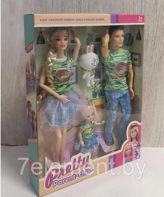 Кукла Барби с Кеном и детьми, детский игровой набор кукол Barbie Ken для девочек с аксессуарами, набор семья - фото 1 - id-p218603598