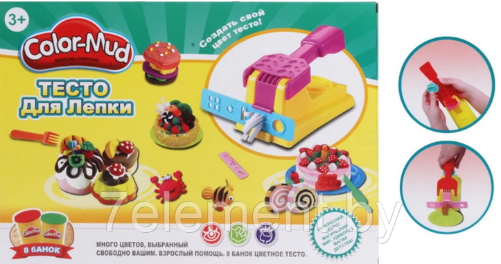 Кондитерская, 6615 детский игровой набор пластилин тесто для творчества color-mud Плей до для лепки - фото 2 - id-p218602612