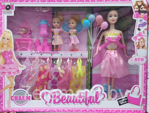 Детская кукла Барби с 2 детьми KL988A3, детский игровой набор кукол Barbie для девочек с аксессуарами - фото 1 - id-p218603603