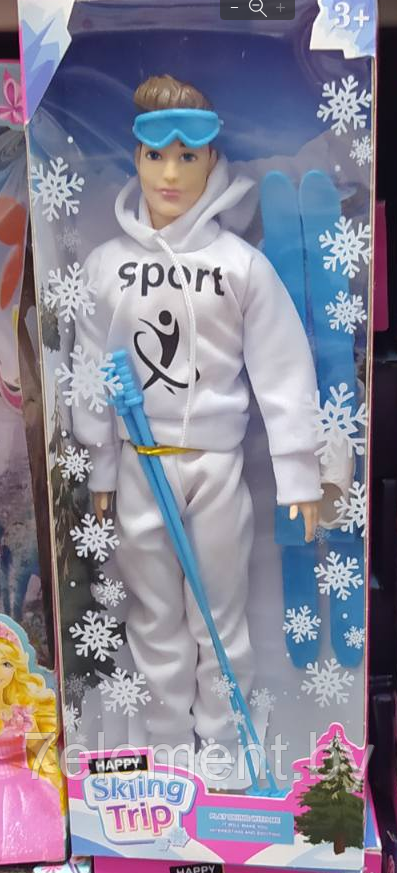 Детская кукла Кен в лыжном костюме 2201A-2, детский игровой набор кукол Ken для девочек с аксессуарами - фото 1 - id-p218603605