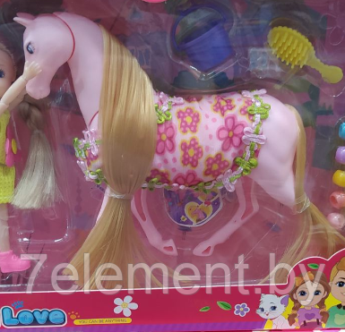 Детский игровой набор кукол Nini Love, пупс с лошадкой и аксессуарами, 55816 кукла с пони, игрушка для девочек - фото 3 - id-p218603607
