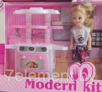 Детская кукла пупс с кухней Modern kitchen 211-D, интерактивный детский игровой набор кукол для девочек - фото 2 - id-p218603611