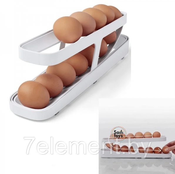 Контейнер для хранения яиц TV-118, подставка органайзер в холодильник, автоматическая прокручивающаяся полка - фото 2 - id-p218603623