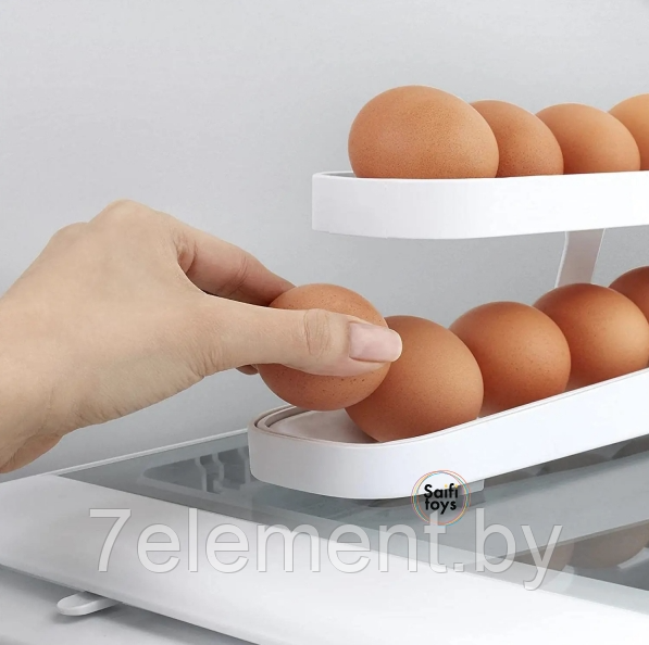 Контейнер для хранения яиц TV-118, подставка органайзер в холодильник, автоматическая прокручивающаяся полка - фото 3 - id-p218603623