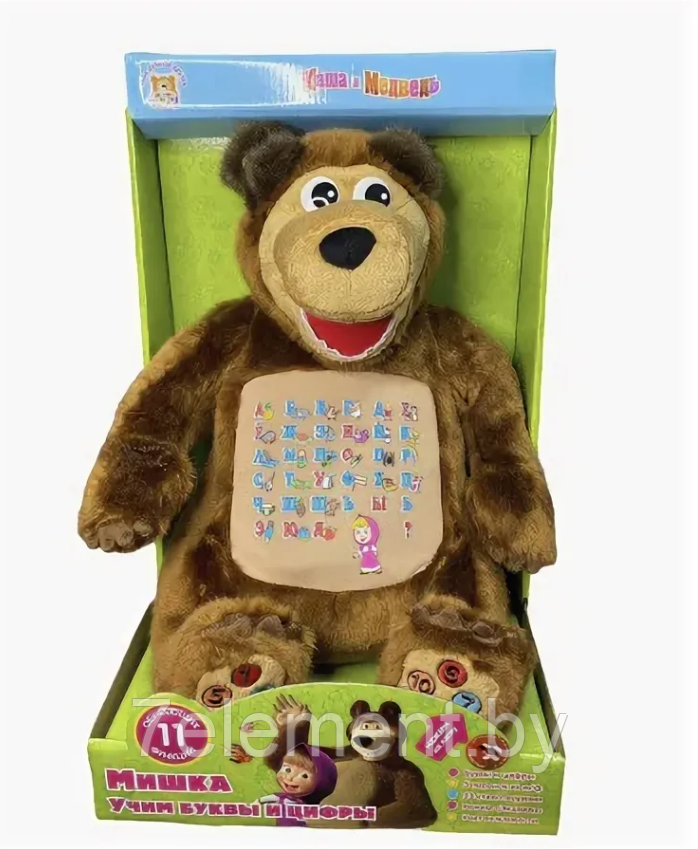 Детская интерактивная игрушка Медведь, герои мультсериала Маша и Медведь, мягкие развивающие игрушки для детей - фото 1 - id-p218603631