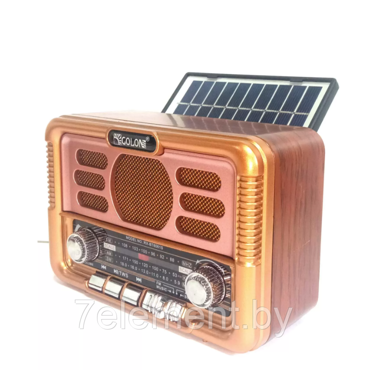 Портативный радиоприемник Golon RX-BT6061S Solar Power. Мощный беспроводной приёмник, акустическая система - фото 3 - id-p218603633