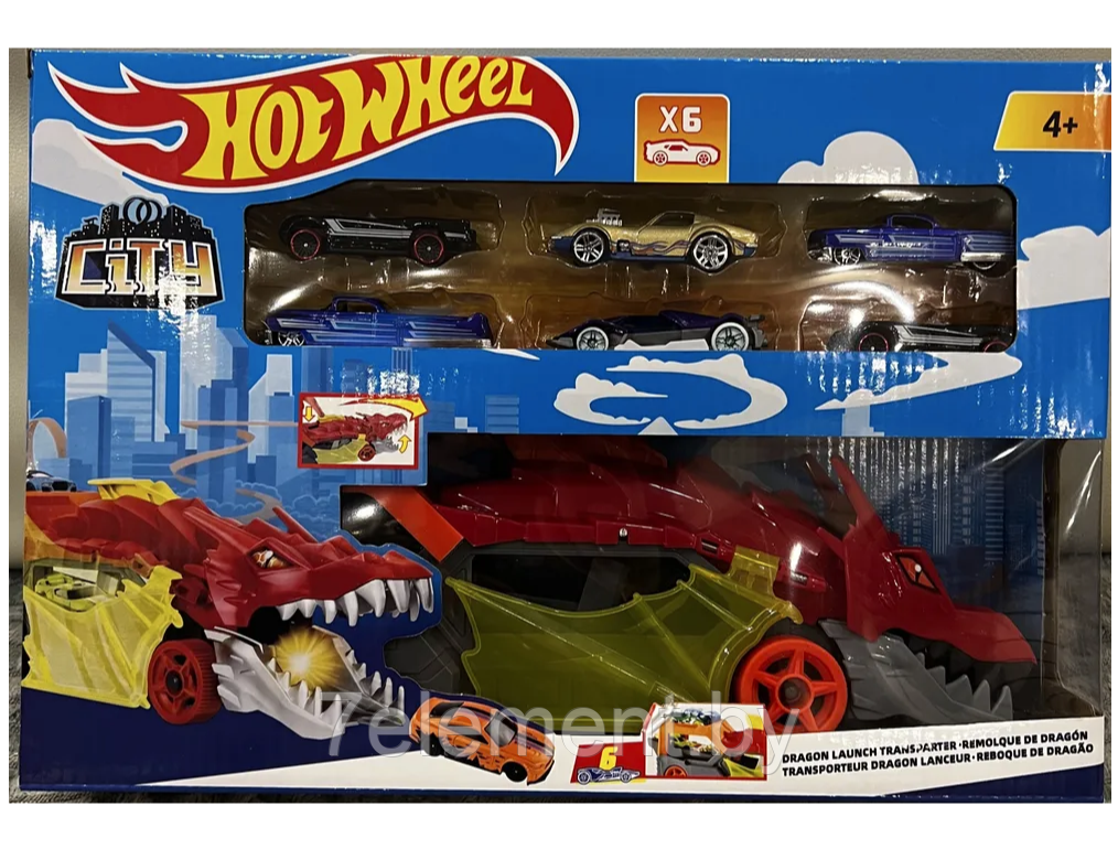 Детский игровой Грузовик Hot Wheel Разъяренный Дракон с хранилищем для машинок, машинки Хотвилс для игры детей - фото 3 - id-p218603642