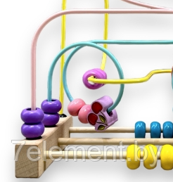 Детская развивающая серпантинка, игра лабиринт деревянный со счетами 687, игрушки развивашки для малышей - фото 2 - id-p218603646