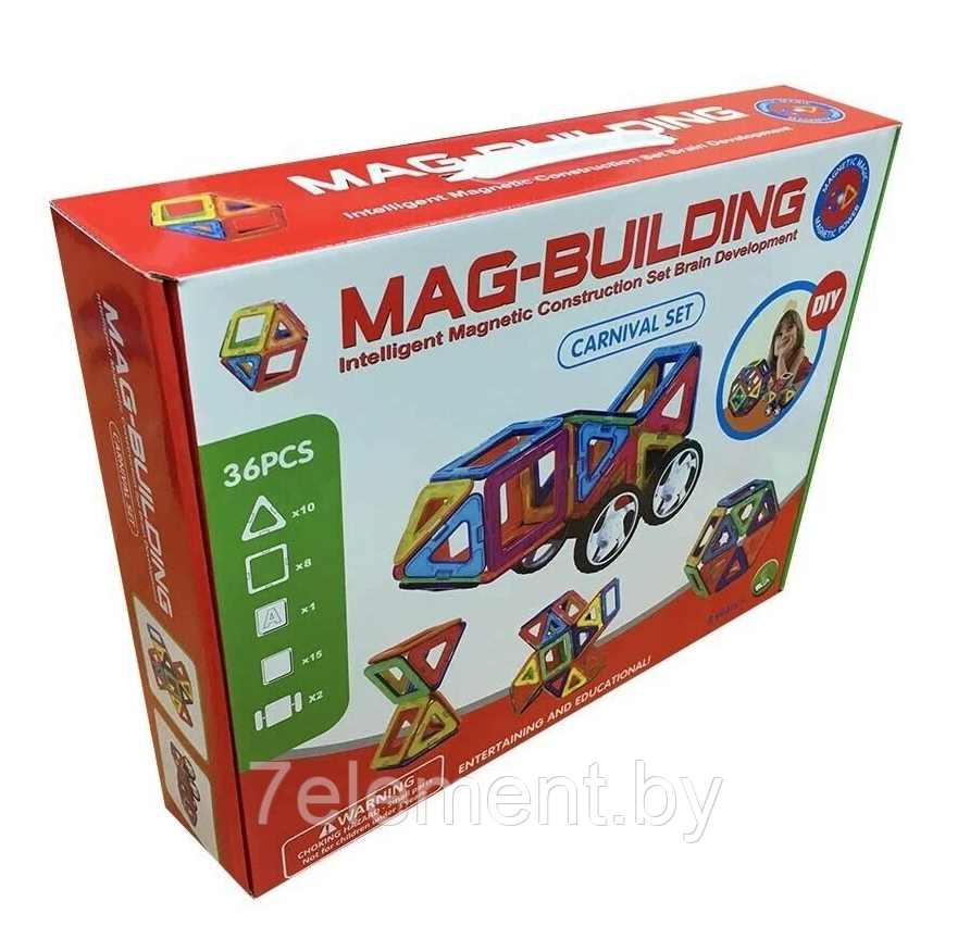Детский магнитный конструктор GB-W36, объемный Mag-Building, маг билдинг для детей, геометрические фигуры - фото 2 - id-p218603649